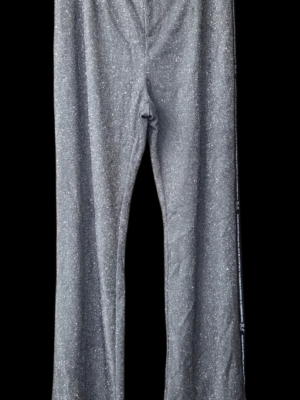 SLA The Label Santorini Womens Glitter Grey Wide-Leg Trousers M